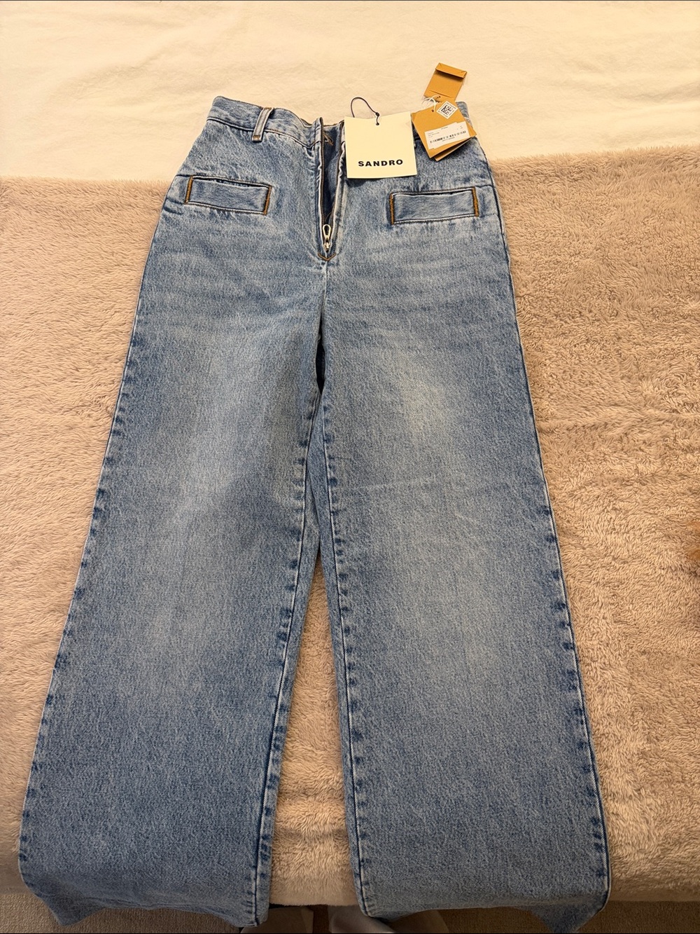 Sandro Women's Light Blue Wide-Leg Jeans
